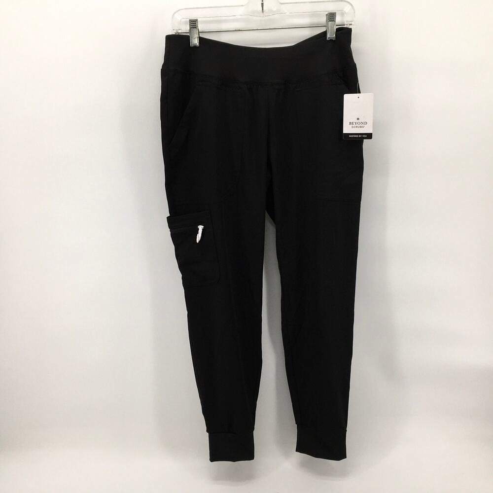 Beyond Scrubs Serena Jogger Pant Bottom Small Petite Black Nursing Medical NEW